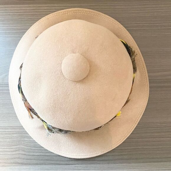 Georgette vintage hat made of finest fur felt with feather band (BT4-I3) - Picture 2 of 7